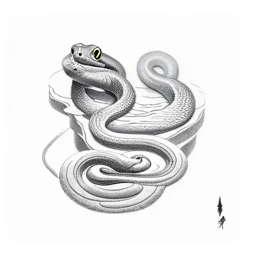 Blind Snake On Mountain Calm By River