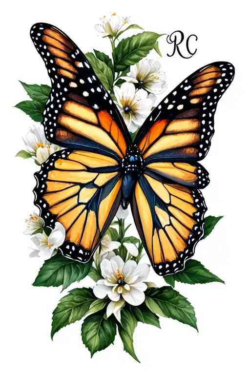 Monarch Butterfly With Initials R C
