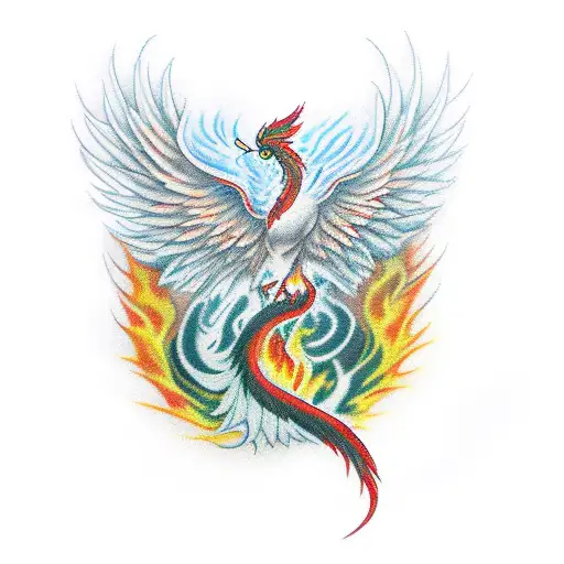 Phoenix With Flame And Lot Of Tail Work Over The Biceps