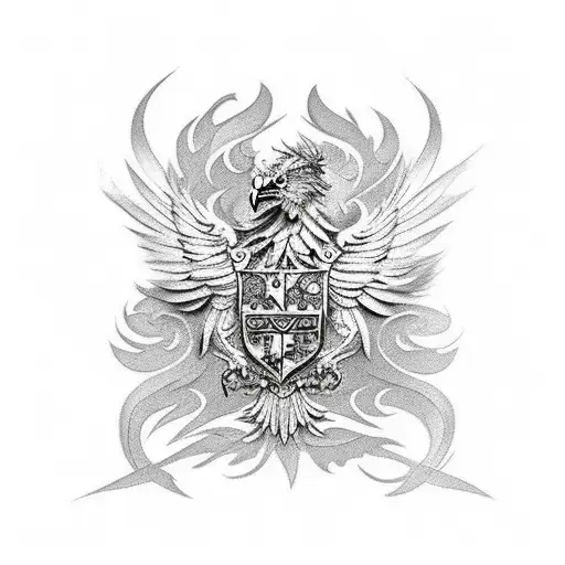 Coat Of Arms Heraldry Phoenix Eagle Tiger Korea Usa California Arizona