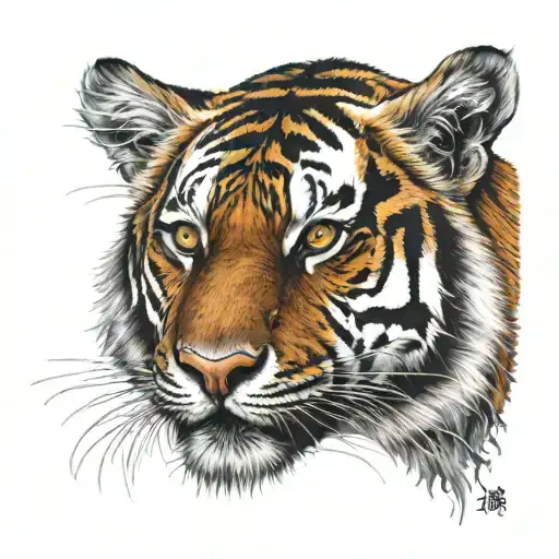Realistic Tiger With Vibrant Japanese Colors