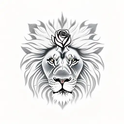 Lion With Rose