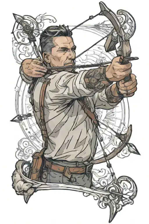 Archer Shooting An Arrow With A Realism Eye Surrounded