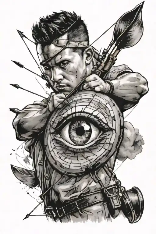 Archer Shooting An Arrow With Realism Eye Surrounded