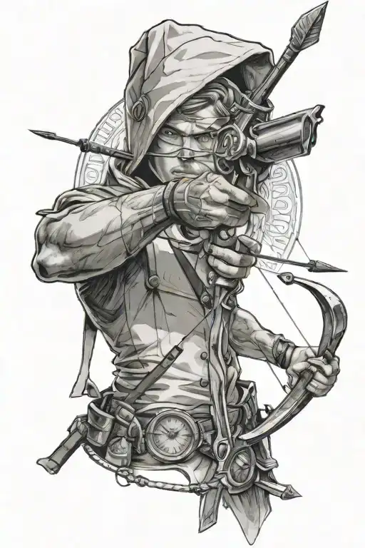 Archer Shooting An Arrow With Large Eye Above
