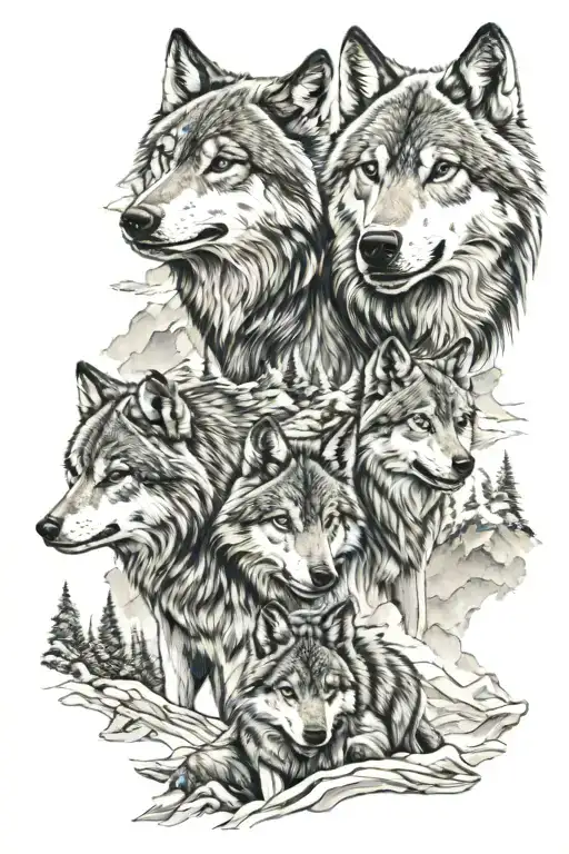 Wolves In The Mountain Protecting Baby Wolf Howling