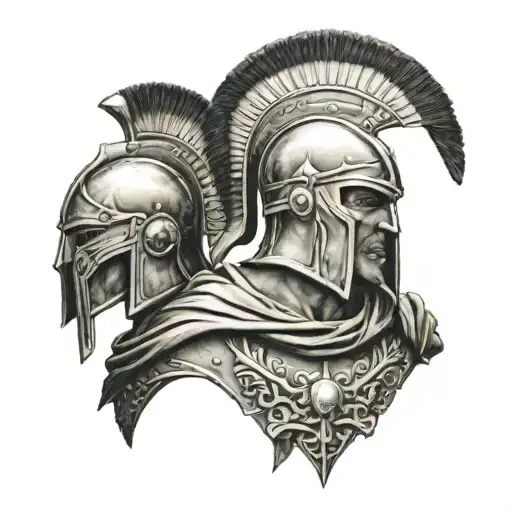 Spartan Warrior With Kings Heads
