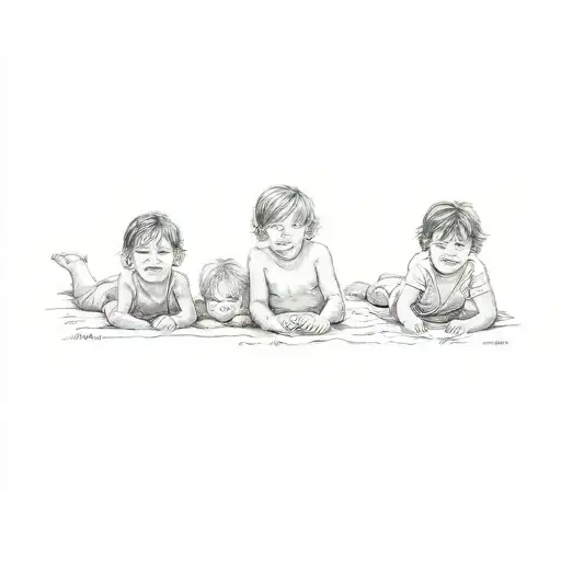 A Group Of Children On A Beach