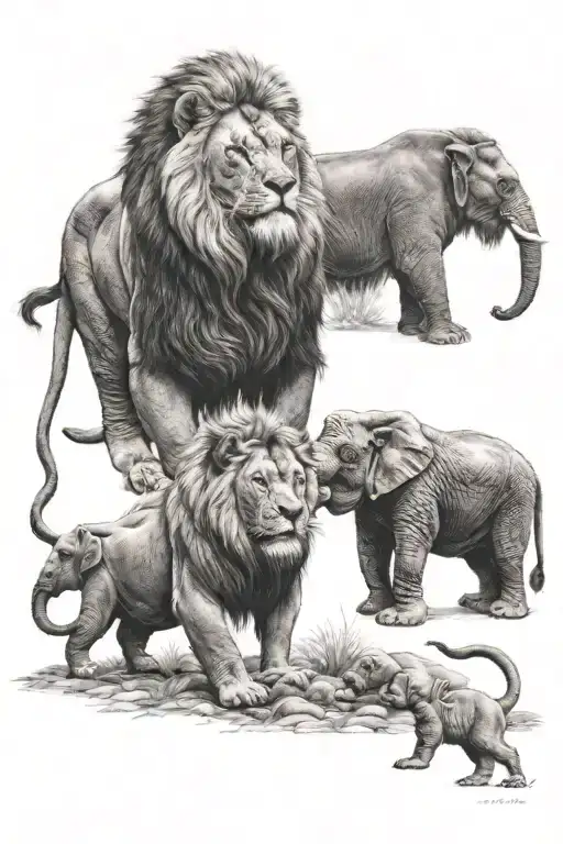 Lion Elephant Gorilla