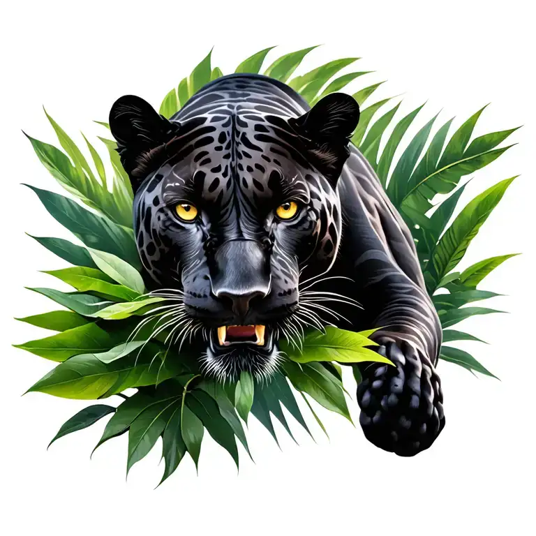Panther Sneaks Through The Jungle To See From The Front