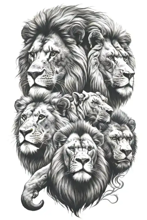 Lion And Gorilla And Elephant Head