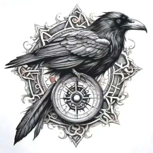 Raven And Vegvisir Symbol