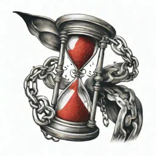 Hourglass With Red Sand Held Together By Chains
