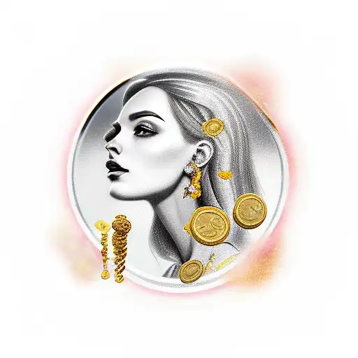 Portrait Of Miss Fortune Surrounded By Gold Coins And Jewels