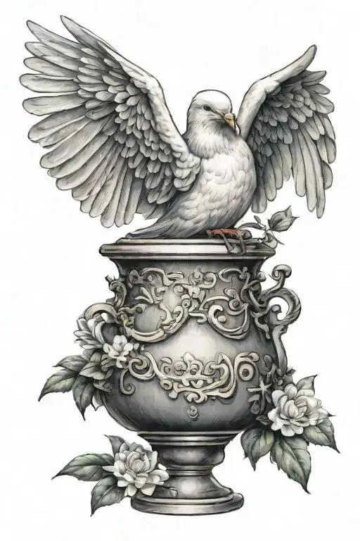 Dove Flying Angel Praying Aquarius Pot