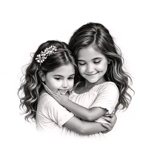 Mom Hugging 2 Daughters