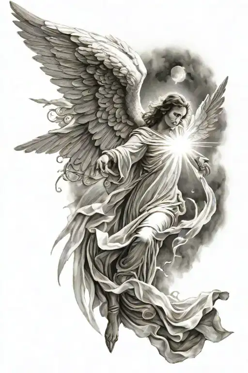 Angel And Light Rays Coming