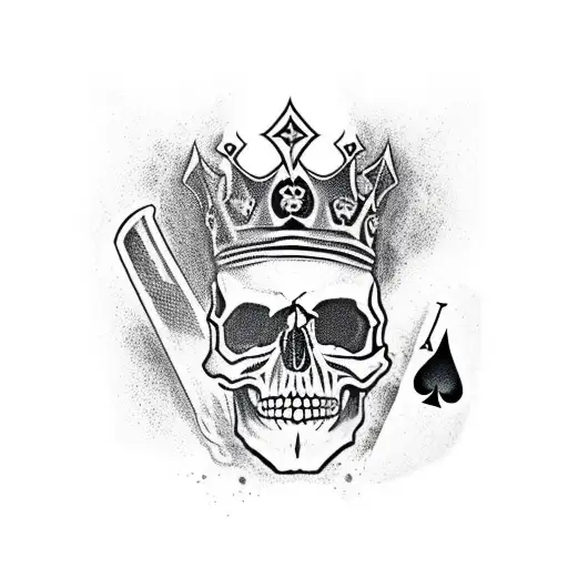 Skull Head King And Queen Incorporated With Ace Of Spades With Good Vs Evil Background
