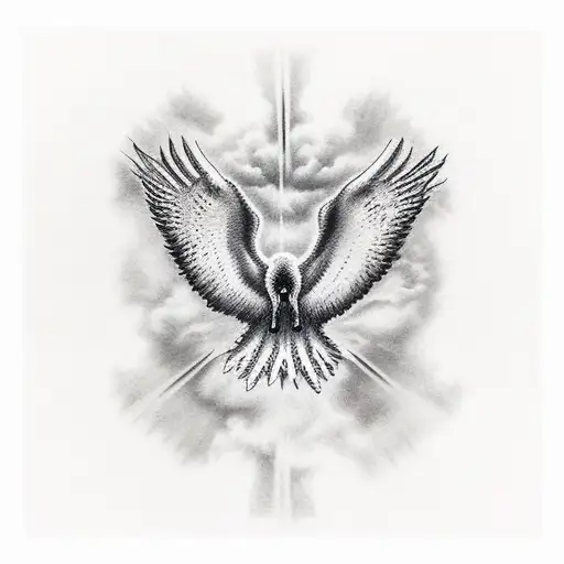 Realistic Portrait Of God Reaching Out From The Clouds