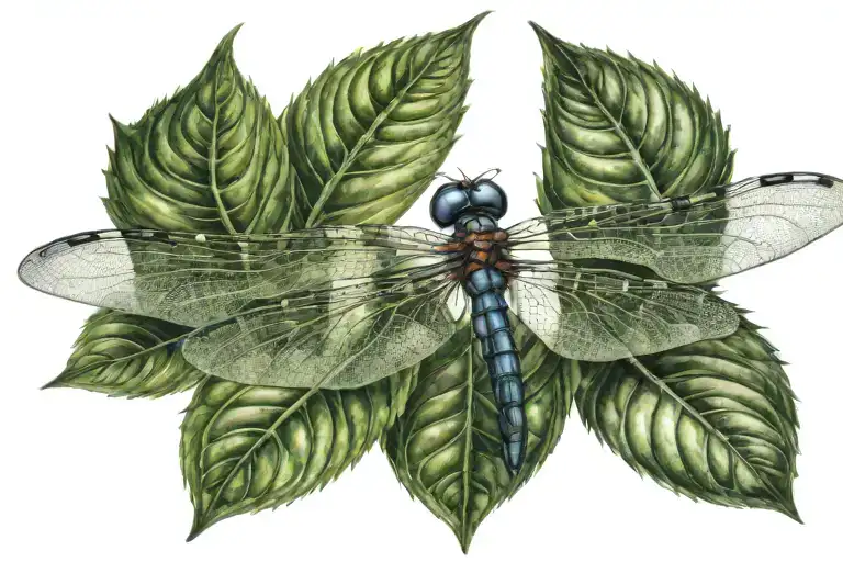 Dragonfly Sit On Plant Leaves