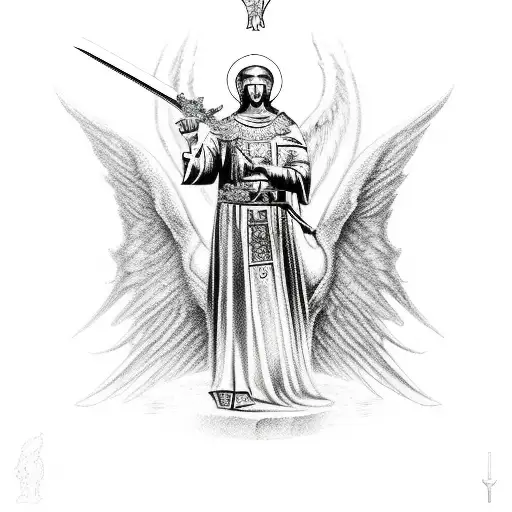 Saint Micheal With Sword Killing Devil