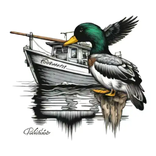 Fishing Boat With A Duck
