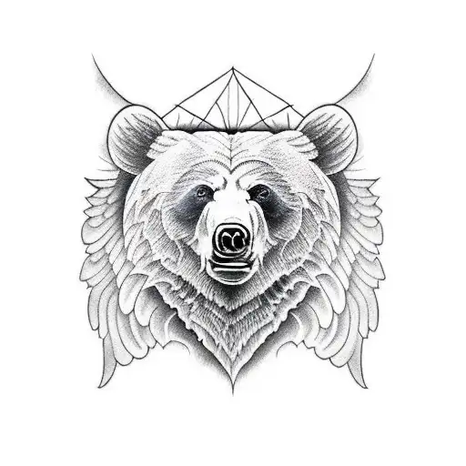 Bear's Face With Angel Wings Underneath