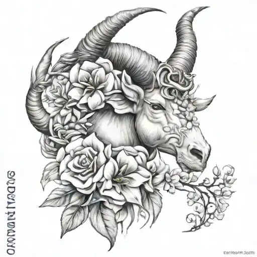 Capricorn Zodiac Sign With Flowers