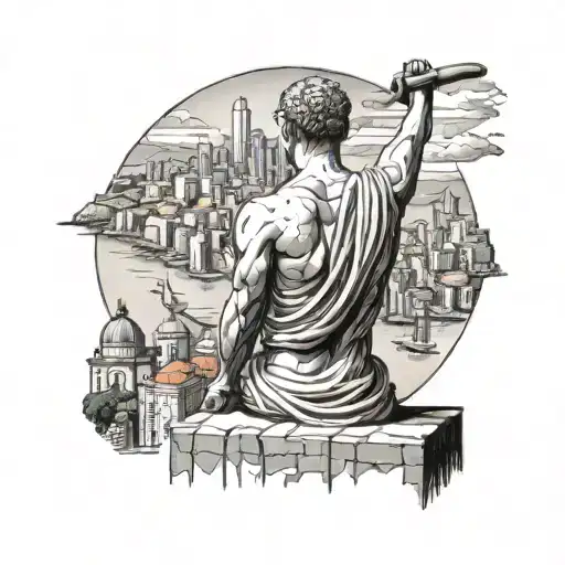 Statue Of Rio De Janeiro Statue City Seen From The Back