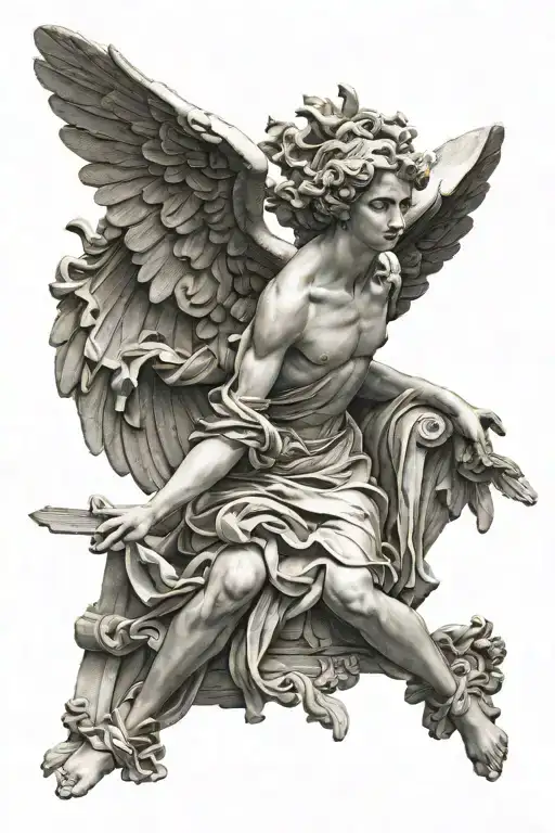 Antique Sculpture Od Dynamic Angel