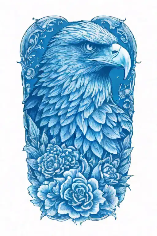 An Eagle With Blue Eyes With A Flower
