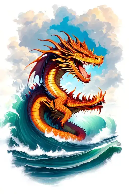 Dragon Emerging From The Sea