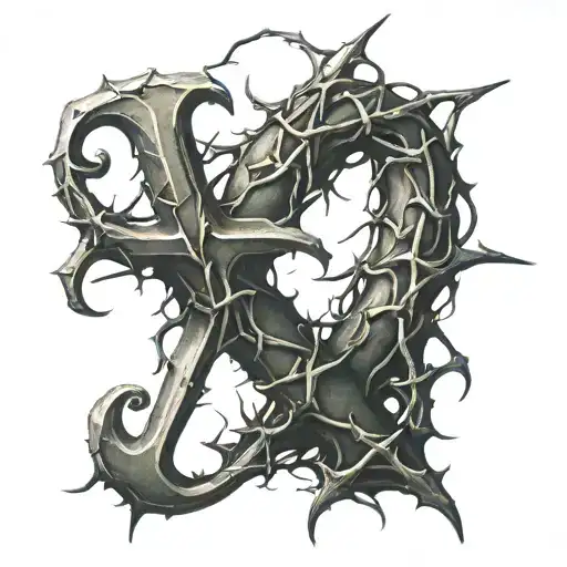 Letter U With Crown Of Thorns