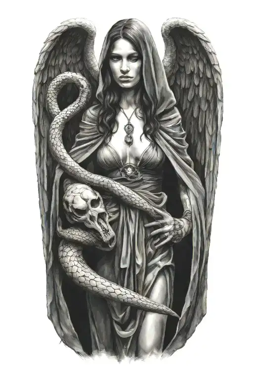 Lilith Standing In A Cloak Holding A Snake