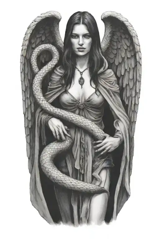 Lilith Standing In A Cloak Holding A Snake