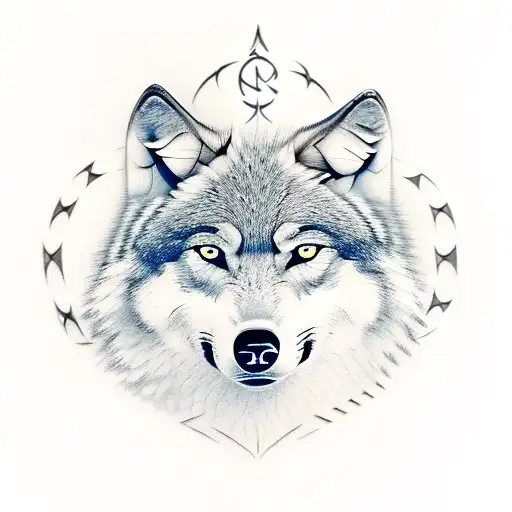 Wolf With Runes Nordic