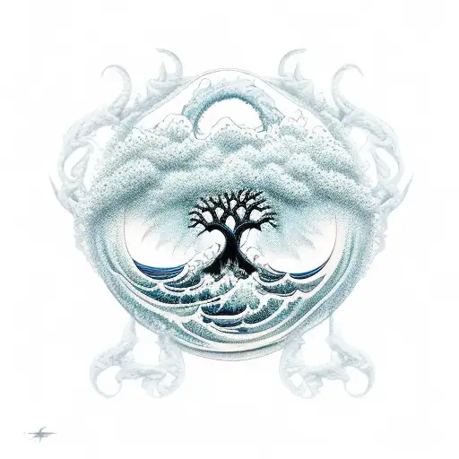 Tree Of Life With Wave Crashing