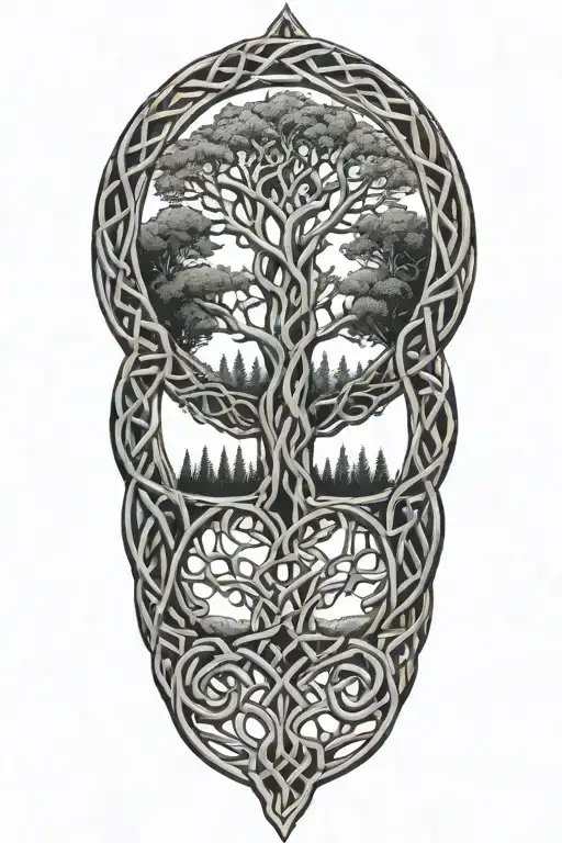 Celtic Knot With Trees Background Looking