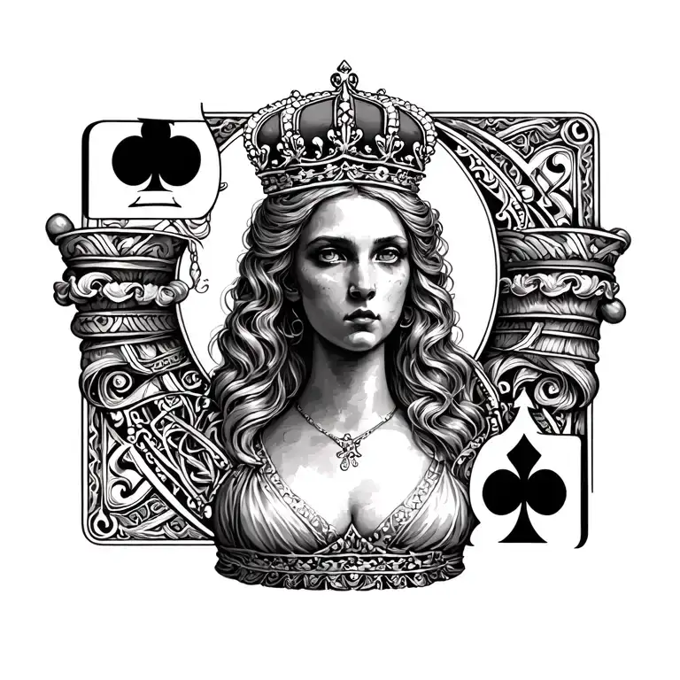 Queen Pawn With A Pawn Of A King Of Spades In The Shadow