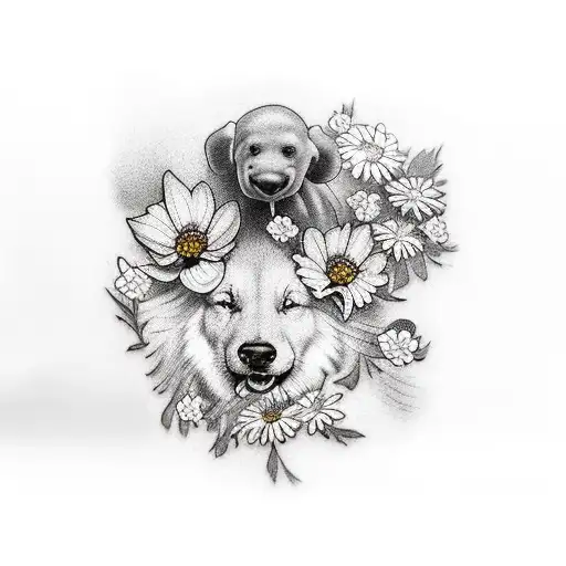 Realistic Portrayal Of A Daycare Scene With Animals And Children Playing Amongst Flowers