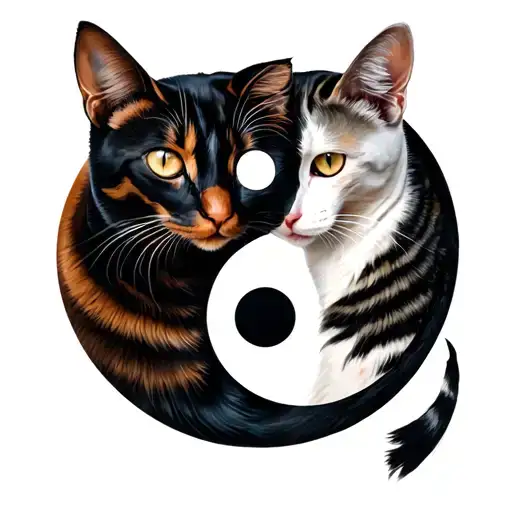 2 Cats Forming A Yin Yang Symbol