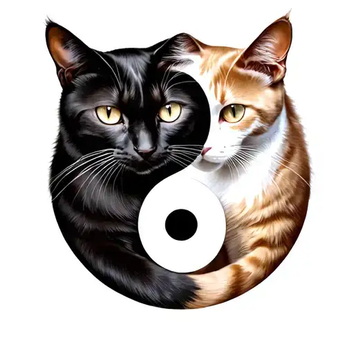 2 Cats Forming A Yin Yang Symbol
