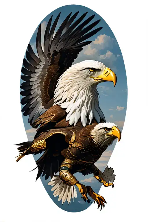Gladiator And Eagle Soaring