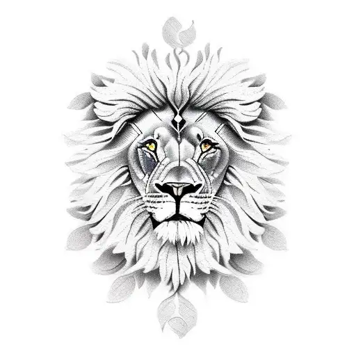 Lion De Lado Com Flores