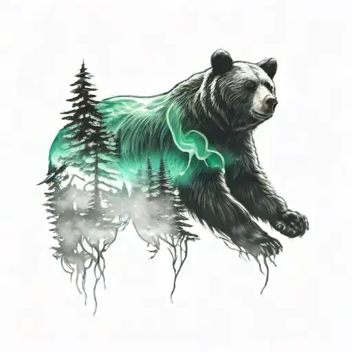 Bear In Nature With Aurora Borealis Sleeve