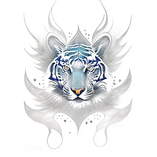 Full Sleeve Tattoo Of A Phoenix And A Tiger