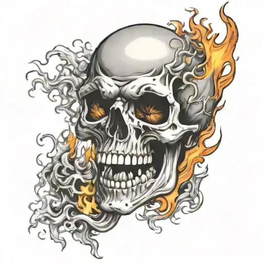 Big Skull Screaming With Flames Coming Out Of His Eyes