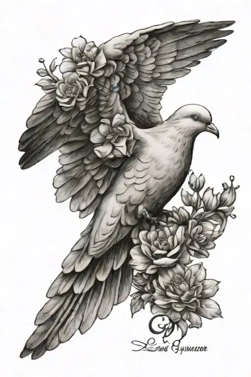 Dove Carrying October Birth Flower