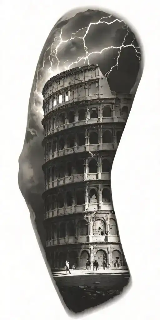 Greek Mythology With Colosseum And Lightning Background