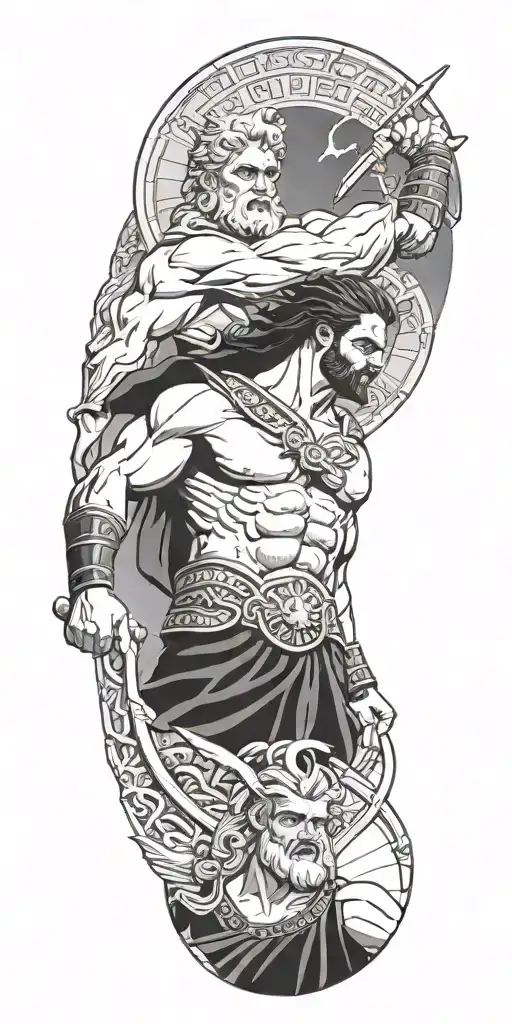 Zeus And Hades With One Colosseum And Lightning Background